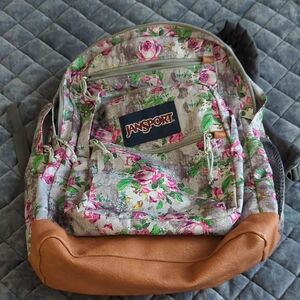 Jansport Floral Gray and Brown Backpack